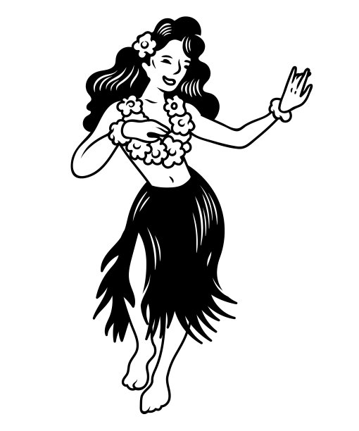 年轻可爱微笑的草裙舞女孩图片下载