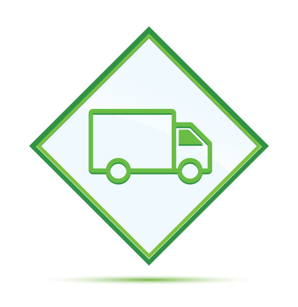 送货卡车图标现代抽象绿色钻石按钮图片下载