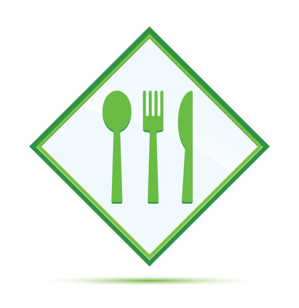 餐具图标现代抽象绿色钻石按钮图片下载