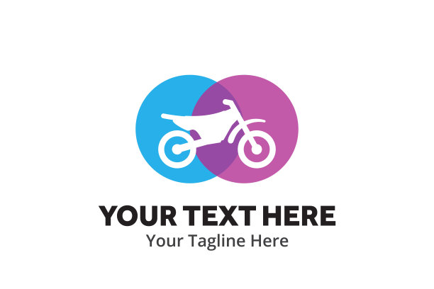 简单的摩托车标志创意设计在平面风格与色彩。Emotorbike标志创意设计的身份和俱乐部图片下载