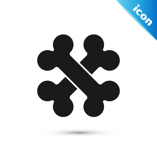 黑交叉骨头图标孤立的白色背景。宠物食品的象征。矢量图图片下载