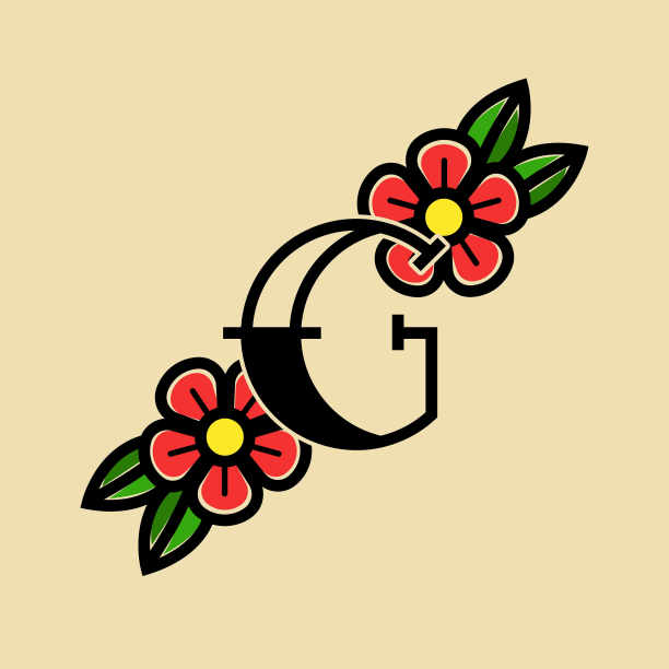矢量标志字母G老学校纹身风格图片下载