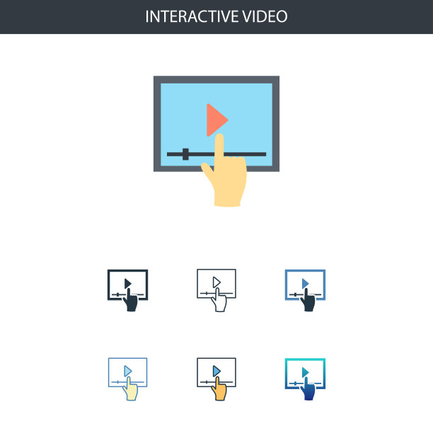 互动视频概念所有风格简单的图标形状。简单的平面插图图片下载