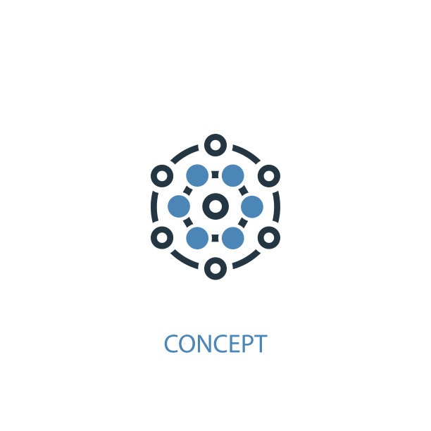 双色概念图标：蓝色元素设计，适用于网页和移动UI/UX图片下载