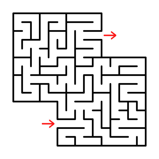 抽象方形孤立迷宫。白色背景上的黑色。对小孩子来说很有用的游戏。简单的平面矢量插图。有地方放你的画图片下载