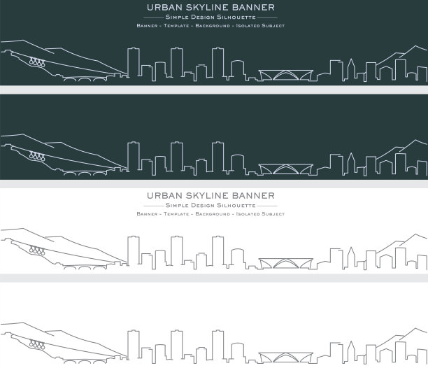 格勒诺布尔单线天际线轮廓横幅图片下载