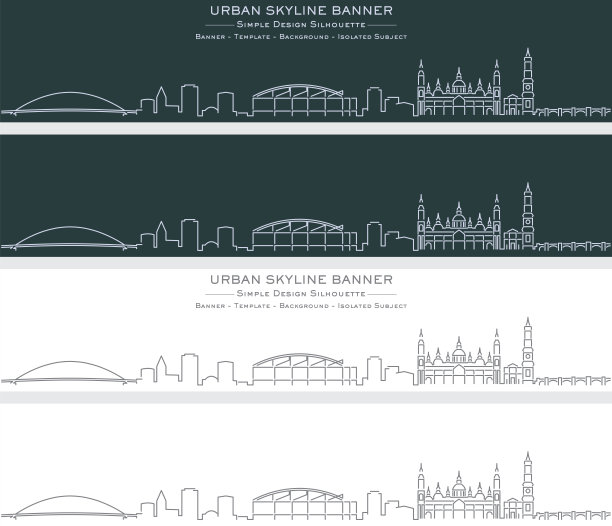 萨拉戈萨单线天际线轮廓横幅图片下载