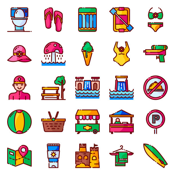 水上乐园标志套装图片下载