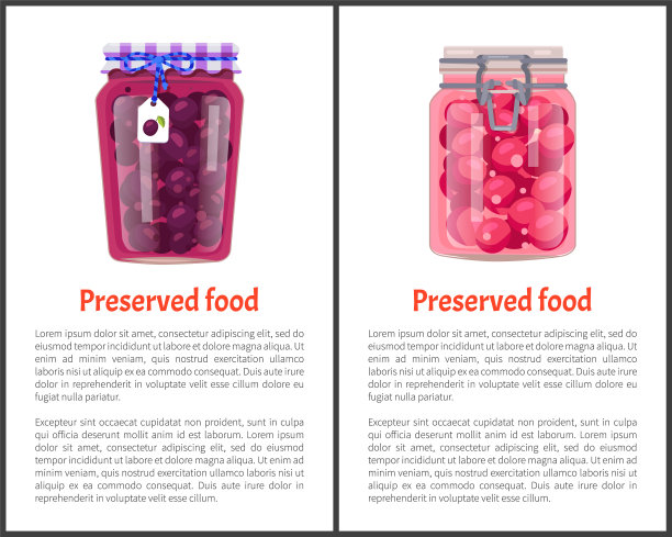 腌制食品海报罐头李子甜浆果图片下载