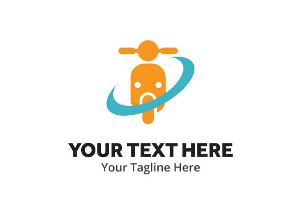 简单的摩托车标志创意设计在平面风格与色彩。Emotorbike标志创意设计的身份和俱乐部图片下载