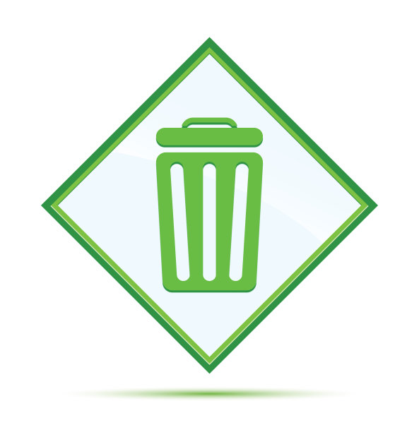 垃圾桶图标现代抽象绿色钻石按钮图片下载