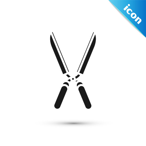 黑色园艺手工剪刀修剪图标孤立在白色背景。有木柄的修枝剪。矢量图图片下载