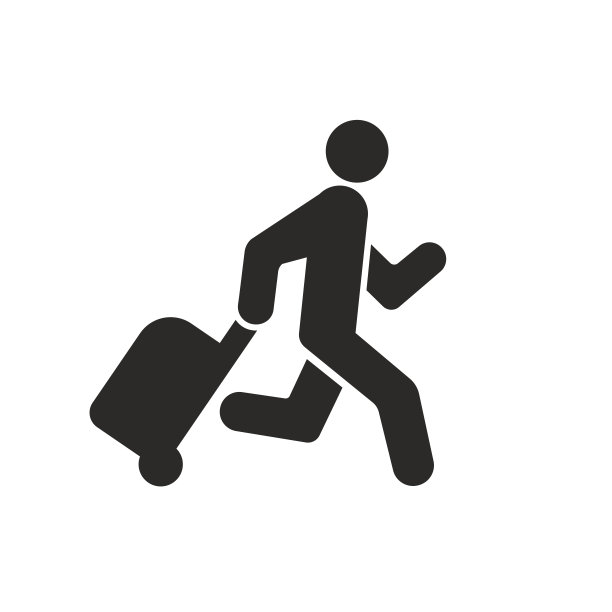 乘客拉着滚动袋子矢量图标图片下载