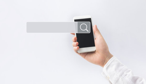 搜索和大数据概念用男性的手使用智能手机与搜索引擎图标标志图片下载