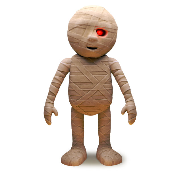 不死的埃及木乃伊怪物在紧张的时候站得一动不动，3d插图图片下载