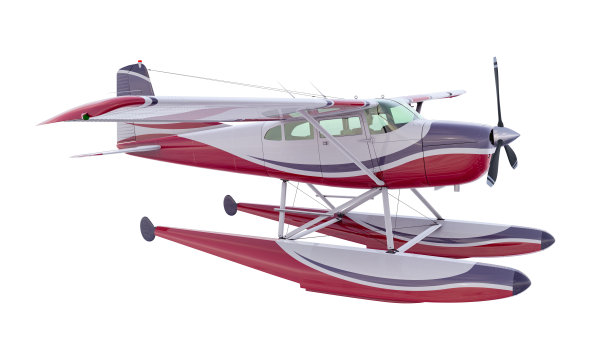 复古的水上飞机插图。三维渲染图片下载