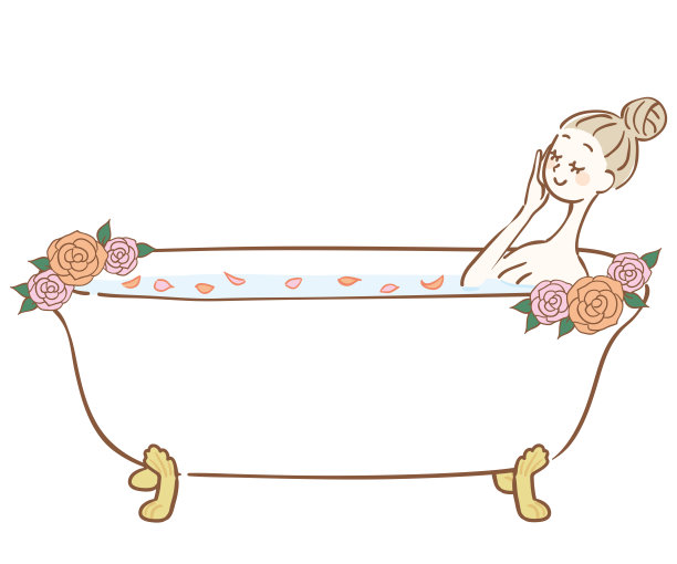 沐浴在玫瑰花瓣浴中的女人图片下载