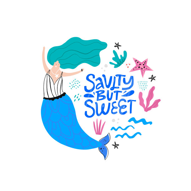 美人鱼派对卡通海报矢量模板图片下载