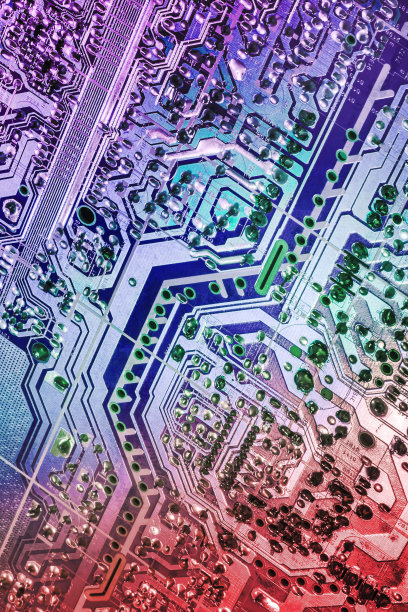 计算机微电路主板细节彩色背景图片下载