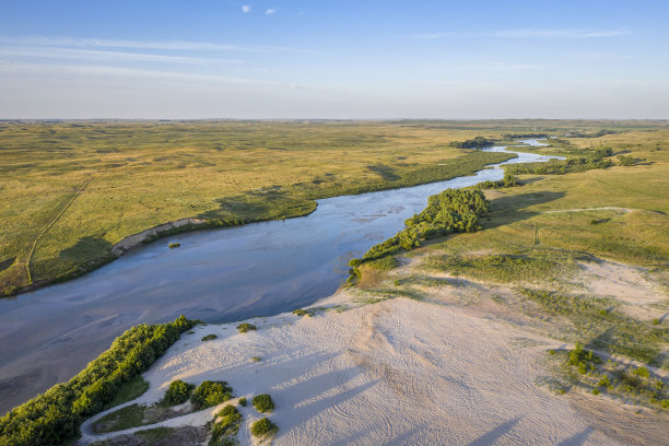 默默尔河流经内布拉斯加州沙丘图片下载