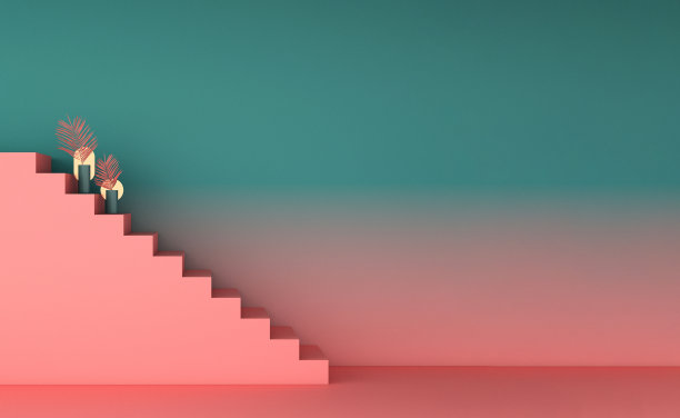 室内几何概念设计/ 3d插图，3d渲染图片下载