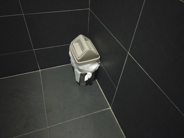 一个垃圾桶，垃圾桶垃圾或垃圾在人行道楼梯边的公寓库存照片图片下载