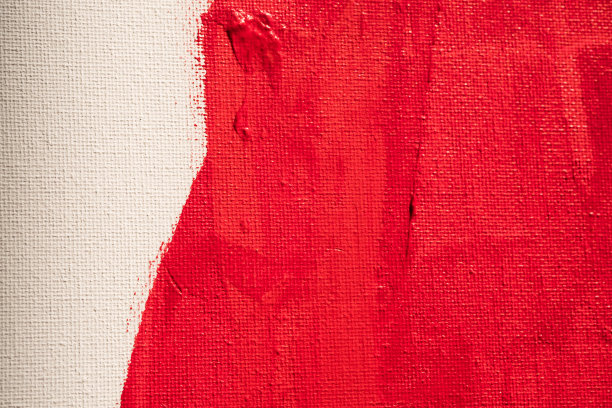 近距离纹理红色油漆在白色画布背景图片下载