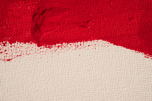 近距离纹理红色油漆在白色画布背景图片下载