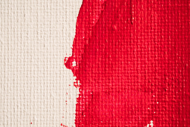近距离纹理红色油漆在白色画布背景图片下载