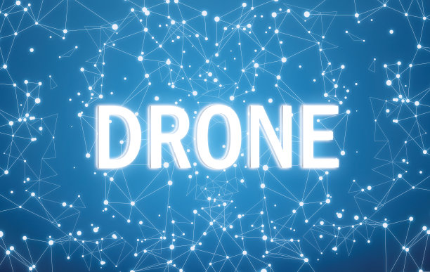 无人机的数字接口和蓝色网络背景图片下载