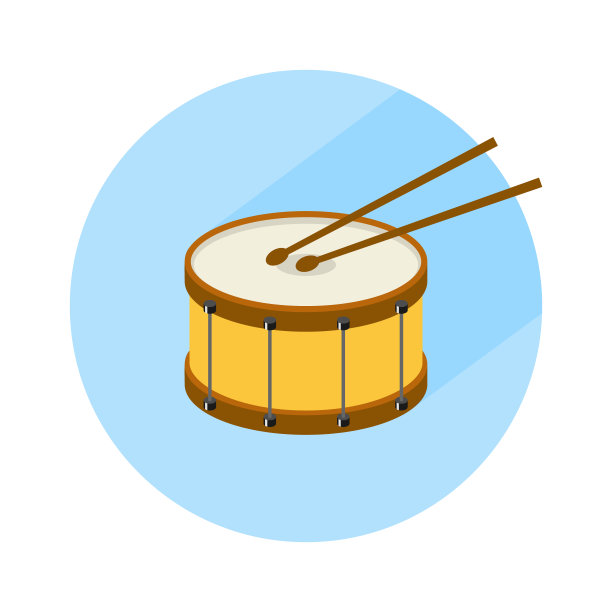 鼓，鼓的图标，乐器，击鼓。平的插图图片下载