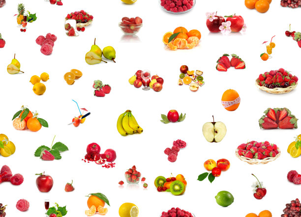 孤立的图像许多水果和浆果近距离。无缝的形象图片下载