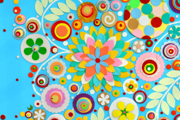 花束、抽象彩绘布面丙烯画、立体、立体压花雕刻。独特的技术。仿花表面。高质感的。图片下载