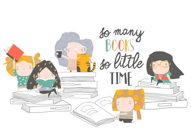 一群正在读书的卡通儿童。我的第一本书图片下载