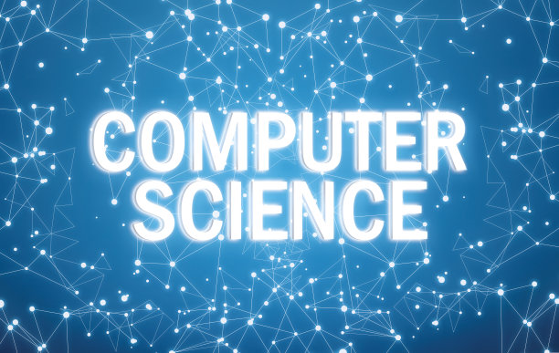 数字接口和蓝色网络背景下的计算机科学图片下载