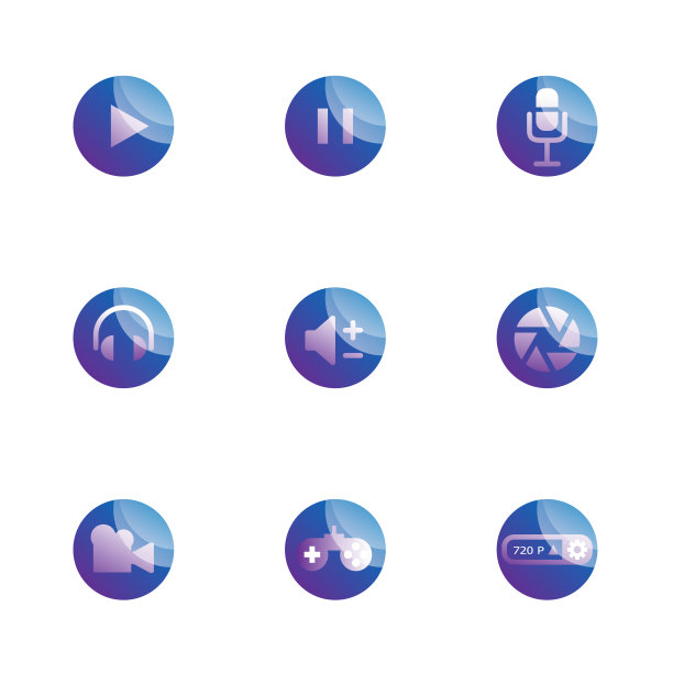 一组多媒体功能图标图片下载