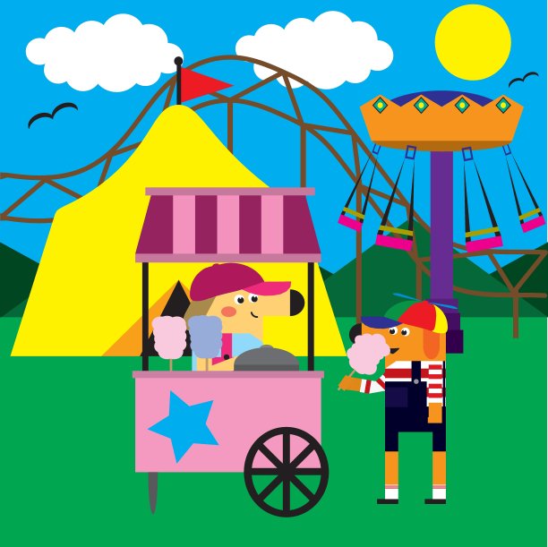 狗买和吃美味的棉花糖图片下载