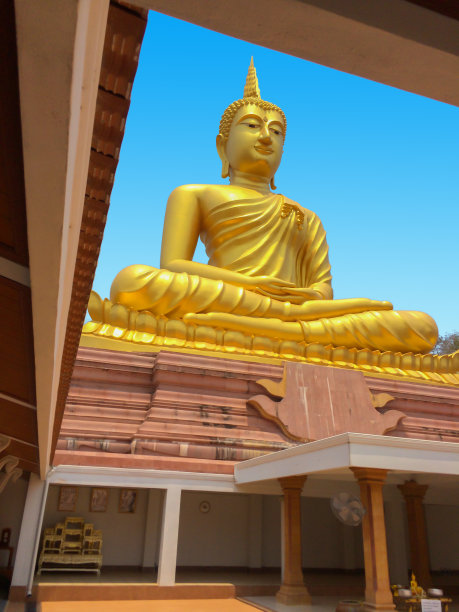 建筑背景上美丽的金佛建筑。图片下载