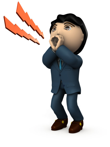 亚洲年轻人大声呼喊。他在为某人加油。白色背景。3 d演示。图片下载