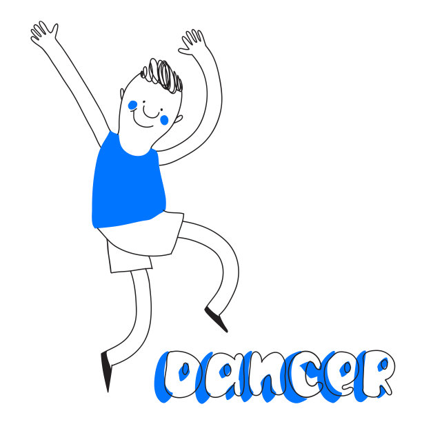跳舞的男孩，矢量轮廓素描孤立在白色背景与一个字母的标题。嘻哈舞者。图片下载