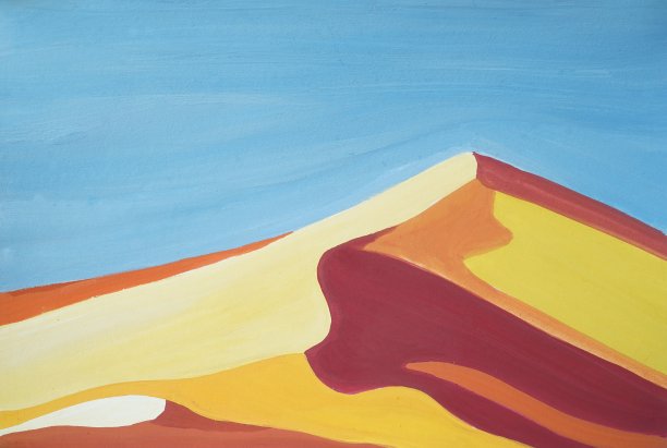 明亮的色彩构成，深蓝的天空，黄道红光的阴影图片下载