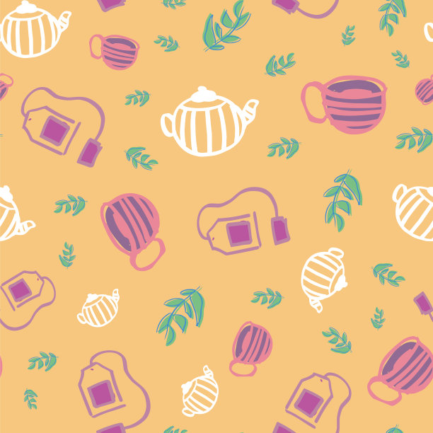 茶叶无缝重复图案设计。图片下载