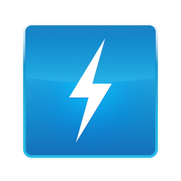 电力图标亮蓝色方形按钮图片下载