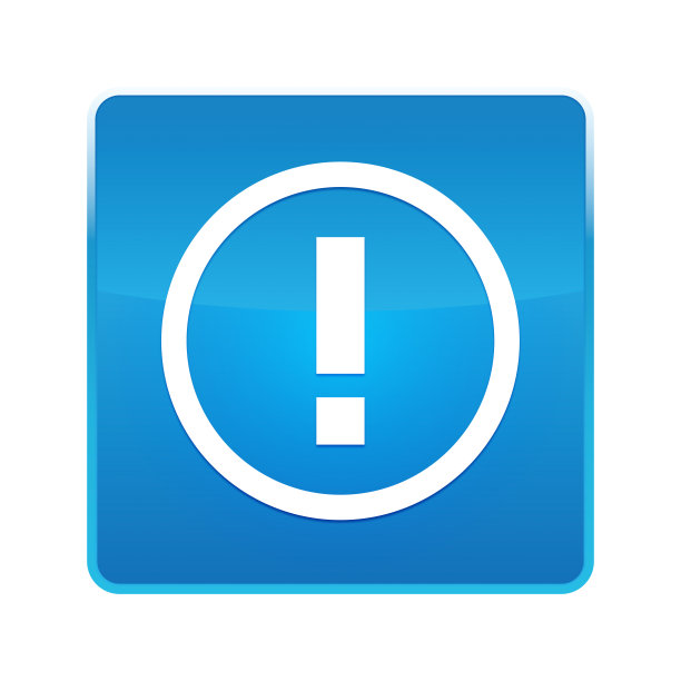 感叹号图标闪亮的蓝色方形按钮图片下载