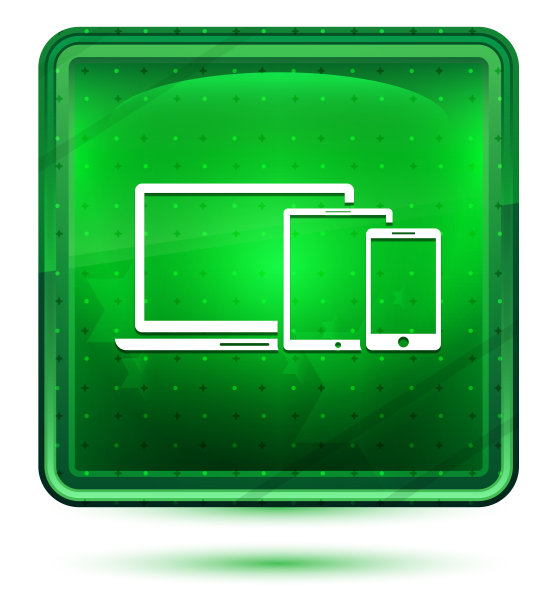 数字智能设备图标霓虹淡绿色方形按钮图片下载