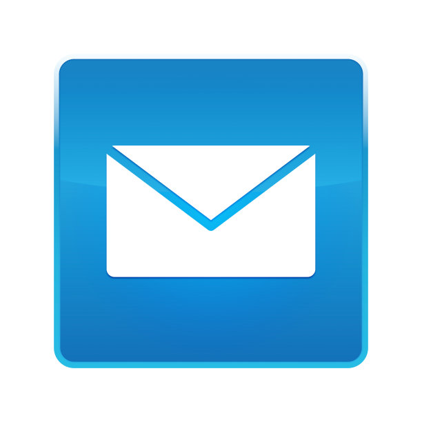 电子邮件图标闪亮的蓝色方形按钮图片下载