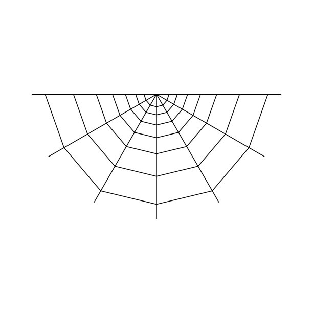 半张蜘蛛网孤立在白色背景上。万圣节蜘蛛网元素。蜘蛛网线风格。矢量插图为任何设计。图片下载