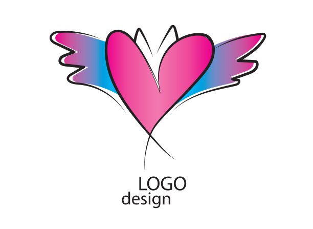 心向量符号。爱情标志设计，情人节丝带标志。网页图标，矢量插图图片下载