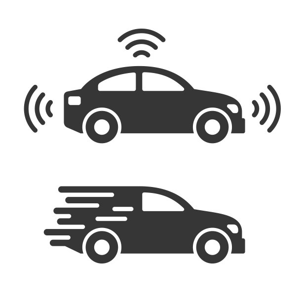 智能汽车图标设置在白色背景。向量图片下载