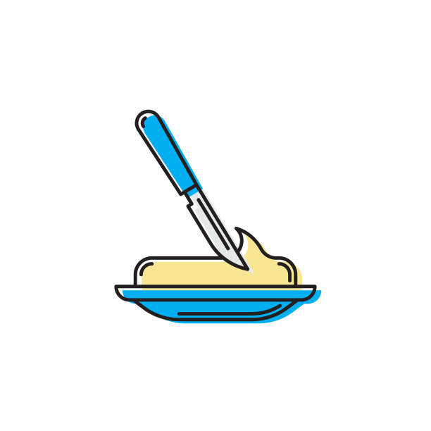 黄油条和刀矢量图标孤立在白色背景上图片下载